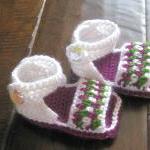 Crochet Baby Sandals Booties Shoes Newborn To 6..
